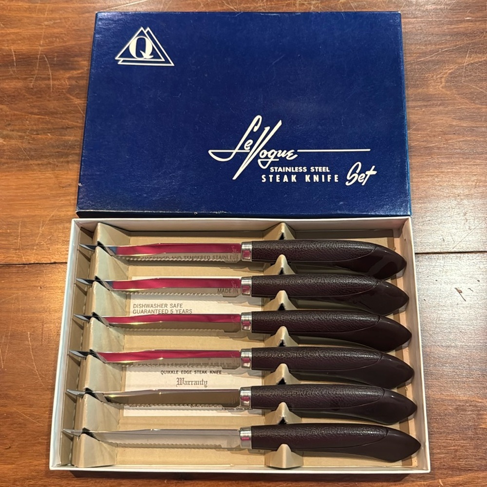 NIB Le Vogue Stainless Steel Steak Knife Set of 6 Quikkle Edge Dishwasher Safe